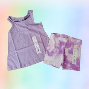 NWT Jumping Beans Girls 2T Outfit-Purple Tank with Purple Tie Dye Shorts